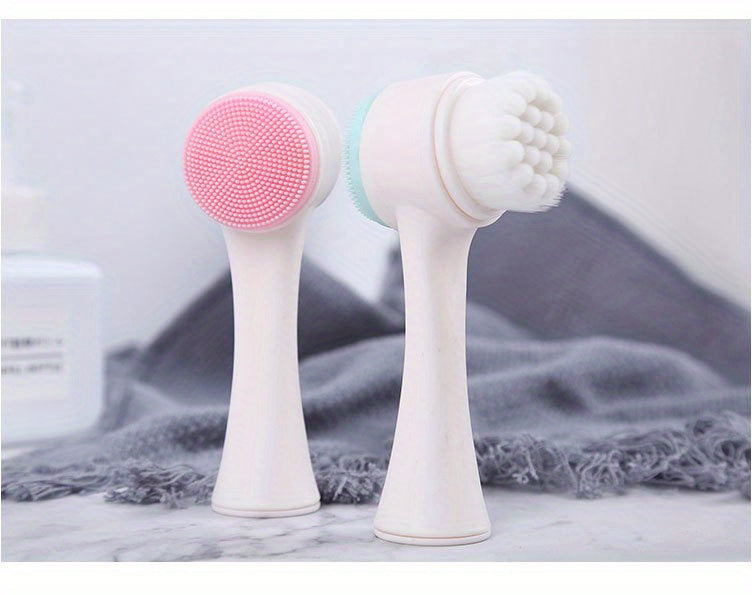 Facial Cleansing Brush, Double-sided Cleaning Tool, Soft Bristle Exfoliator, Cleaner Brush, Scrub Exfoliating Facial Brush For Face Care Makeup Skincare Removal
