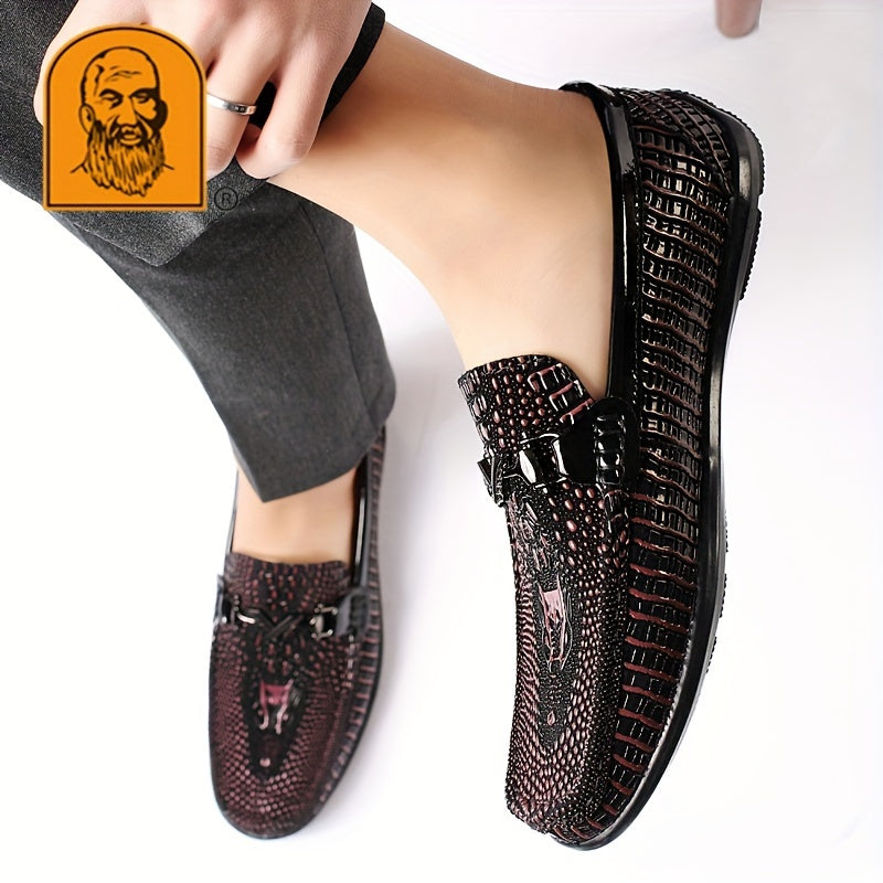 Men's Textured Moc Toe Loafer Shoes, Comfy Non-slip Slip On Shoes, Men's Shoes, Spring And Summer