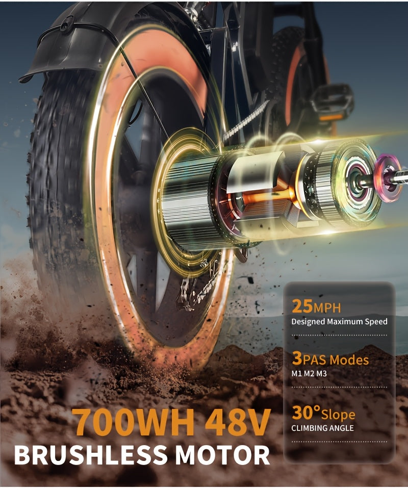 Folding Electric Bike - Powerful Motor, Fast Speed, 14-inch Tires, Commuter-friendly, Light Weight, Long-lasting Battery