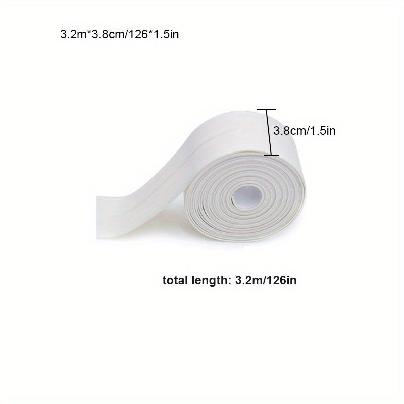 1pc Premium Waterproof Caulk Strip - Quick Install Self-adhesive Tape for Kitchen & Bathroom - Durable Anti-mildew Sealer with Edge Guard, Anti-Scratch Protection - Modern Design, Long-lasting Solution