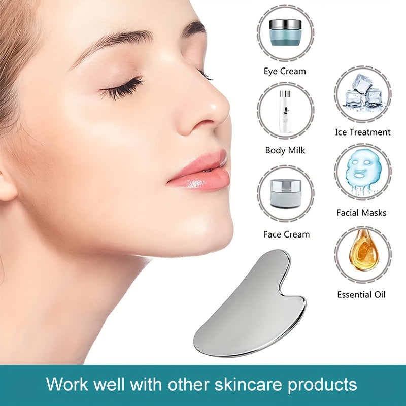 Premium Stainless Steel Gua Sha Facial Tool - Durable Metal Massage Board for Face and Body, Includes Exquisite Gift Box