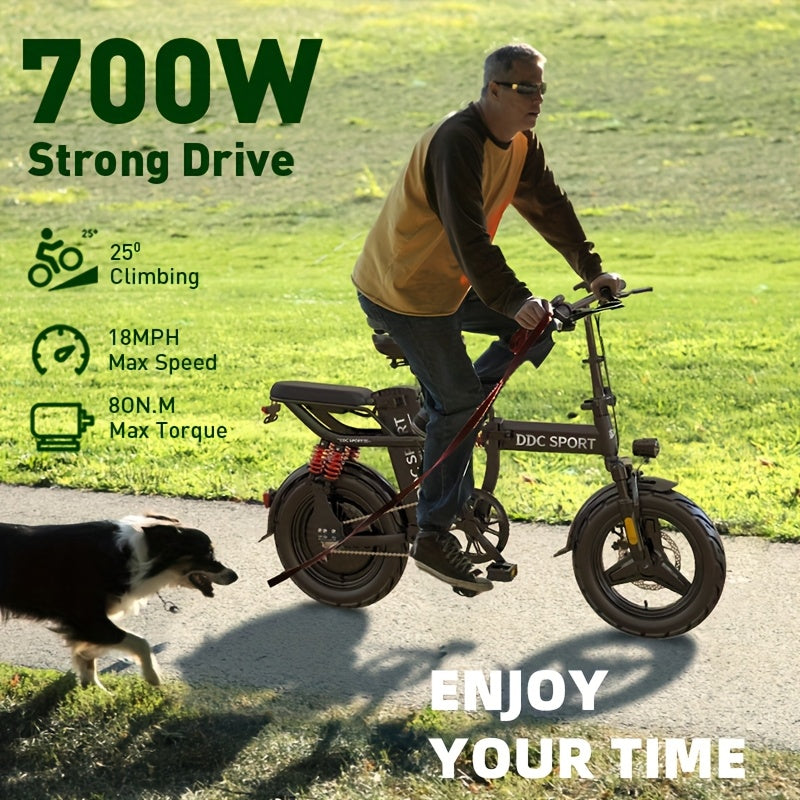740W Peak Motor, 20 MPH Speed, 48V20Ah Lithium Battery, DDC M1 Electric Bike for Adults, Max Range 40 Miles, Cruise Control, 3-step Folding, 11 Shock, 14 Inch Tires, Commuting, Gifts for Youngster, School, Commuting, Weekend
