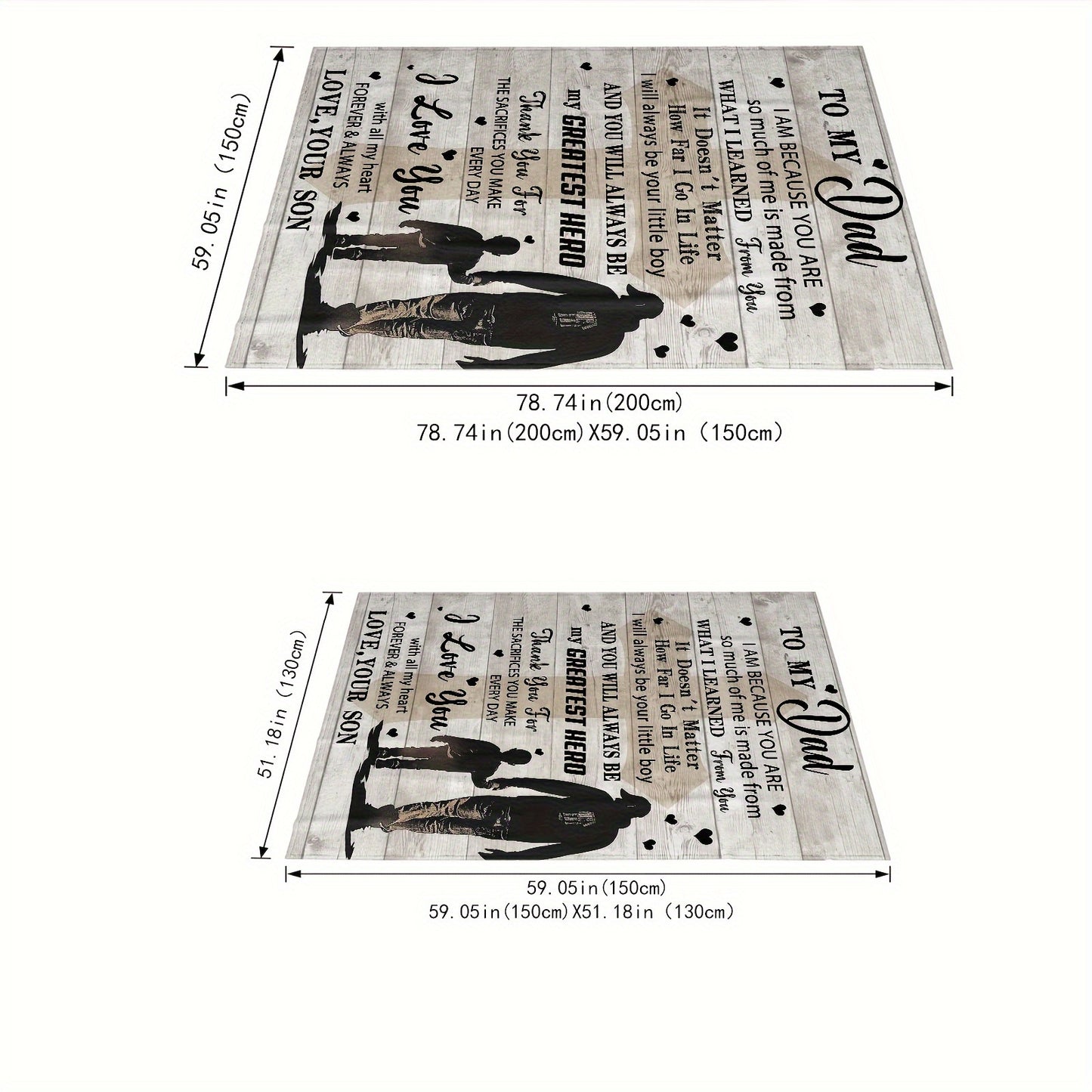 Soft Warm Flannel Throw Blanket with Heartfelt Dad Poem Digital Print Multipurpose Sofa/Camping/Travel Contemporary Polyester Gift for Father