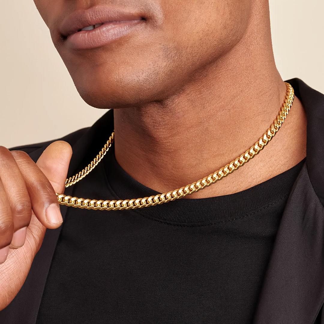 1pc To My Son New Golden Cuba Necklace Father's Day Gift For Him Gift Box Hip Hop Titanium Steel Gift for Him Man Father Best Dad Women Mother's Day Jewelry Waterproof Fashion Trendy Simple Jewelry birthday