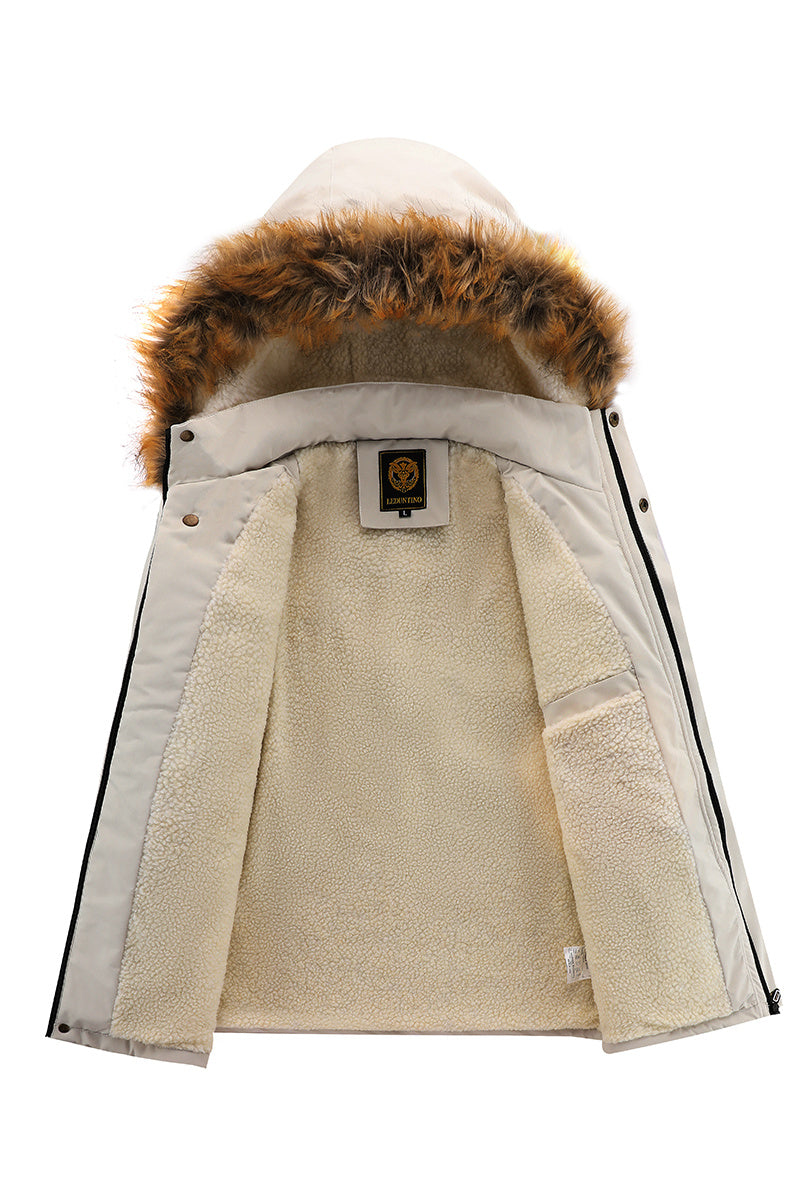 New Fall/Winter, Men's Flap Pocket Padded Jacket, With Faux Fur Hoodie Coat