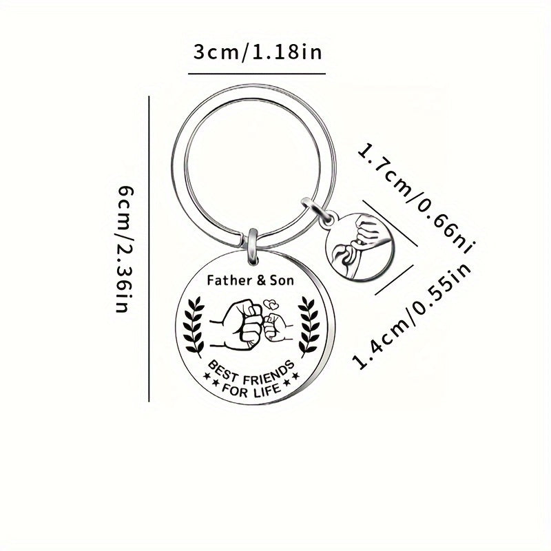 Dad Keychain Gifts From Son Stainless Steel Key Chain Ring Father & Son Best Friends For Life Key Chain Birthday Father's Day Gift For Dad Father Papa