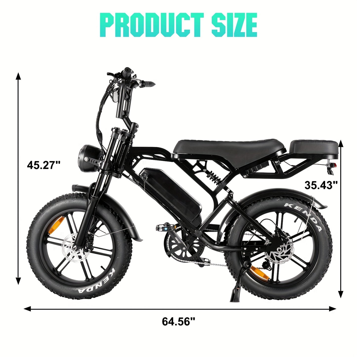 Besintu V20pro Electric Bike for Adults - 19MPH, 30-40 Miles Range, Hydraulic Brakes, 749W Motor, Detachable 48V 15.6AH Battery, Rear Seat, Commuter Mountain Bike with Front Fork Suspension, 7 Gears, 20"x4" Tires - Black