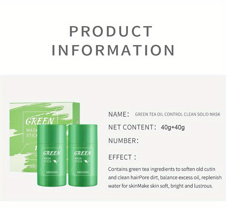2pcs, 4pcs, Deep Cleansing Green Tea Mask Stick, Green Mask Stick, Facial Hydrating, Deep Pore Cleansing, Green Tea Mask For All Skin Types
