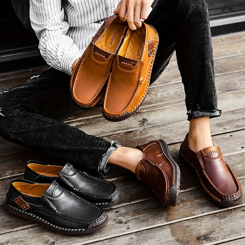 Men's Casual Shoes Fall One Step Lazy Large Business Casual Soft Sole Bean Shoes Dad Men's Shoes