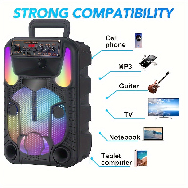 Portable speakers, portable speakers, outdoor speakers, support AUX/FM/USB/TF, with a microphone and a charging cable