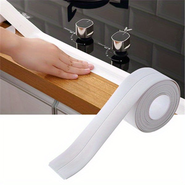 1pc Premium Waterproof Caulk Strip - Quick Install Self-adhesive Tape for Kitchen & Bathroom - Durable Anti-mildew Sealer with Edge Guard, Anti-Scratch Protection - Modern Design, Long-lasting Solution