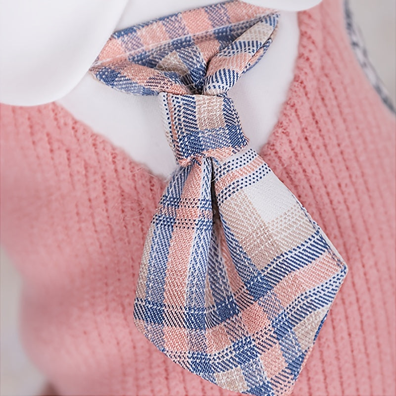 Adorable Bowknot Dog Sweater Dress - Warm Winter Pet Costume for Small, Medium, Large Dogs & Cats - Soft, Cozy, and Stylish Pet Apparel for Cold Weather