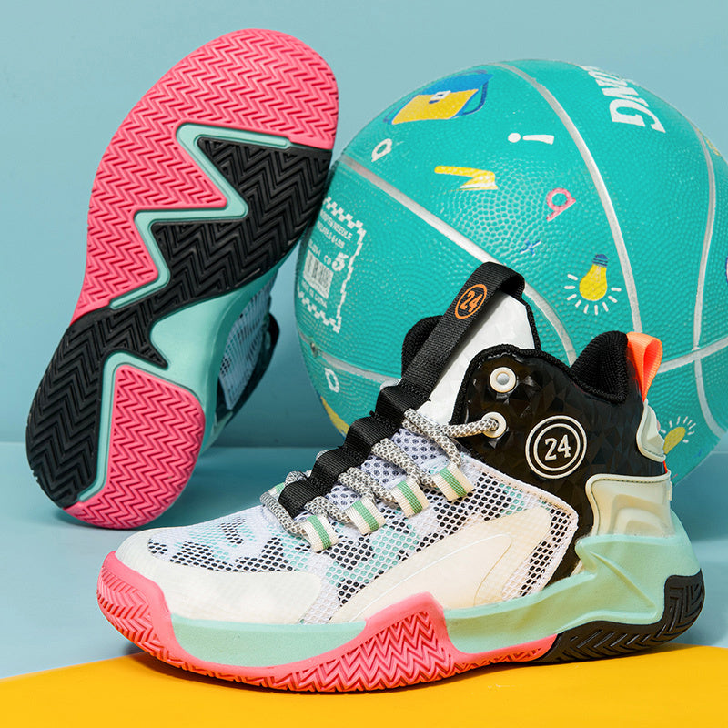 Breathable & Durable Boys' Basketball Sneakers – Lightweight, All-Season Mid-Tops with Rubber Sole