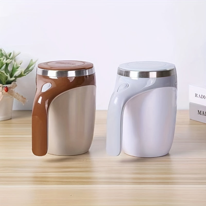 1pc, Marvelous Self-Stirring Mug - 13oz Stainless Steel Auto Mixing Coffee Cup for Hot Beverages - Magnetic, Insulated, Travel-Friendly Kitchen Essential for Office, Home, Summer, Winter Drinkware, and Home Kitchen Organizati