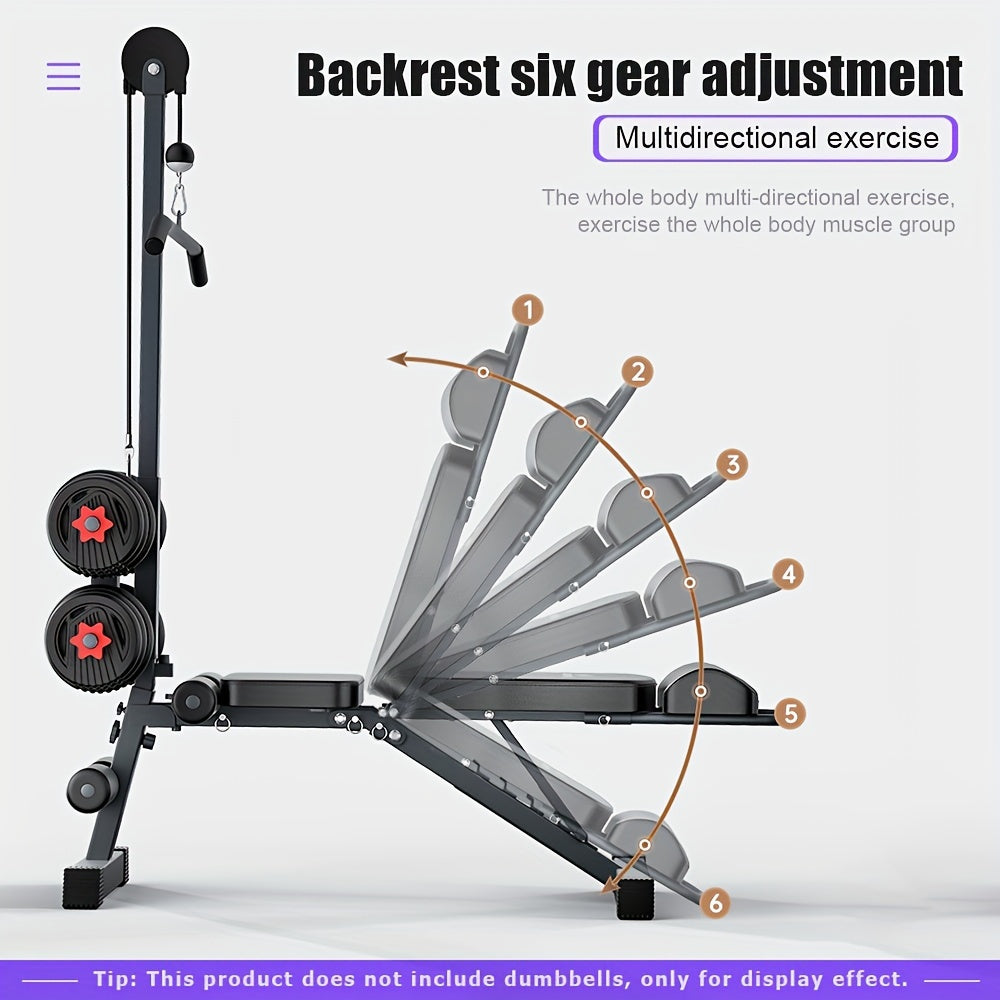 Versatile Home Gym Bench with Pull-Up Bar & Sit-Up Assist - Adjustable, Multi-Functional Fitness Equipment for Full Body Workout (Dumbbells Not Included), High Pull Rod, Bird Bench