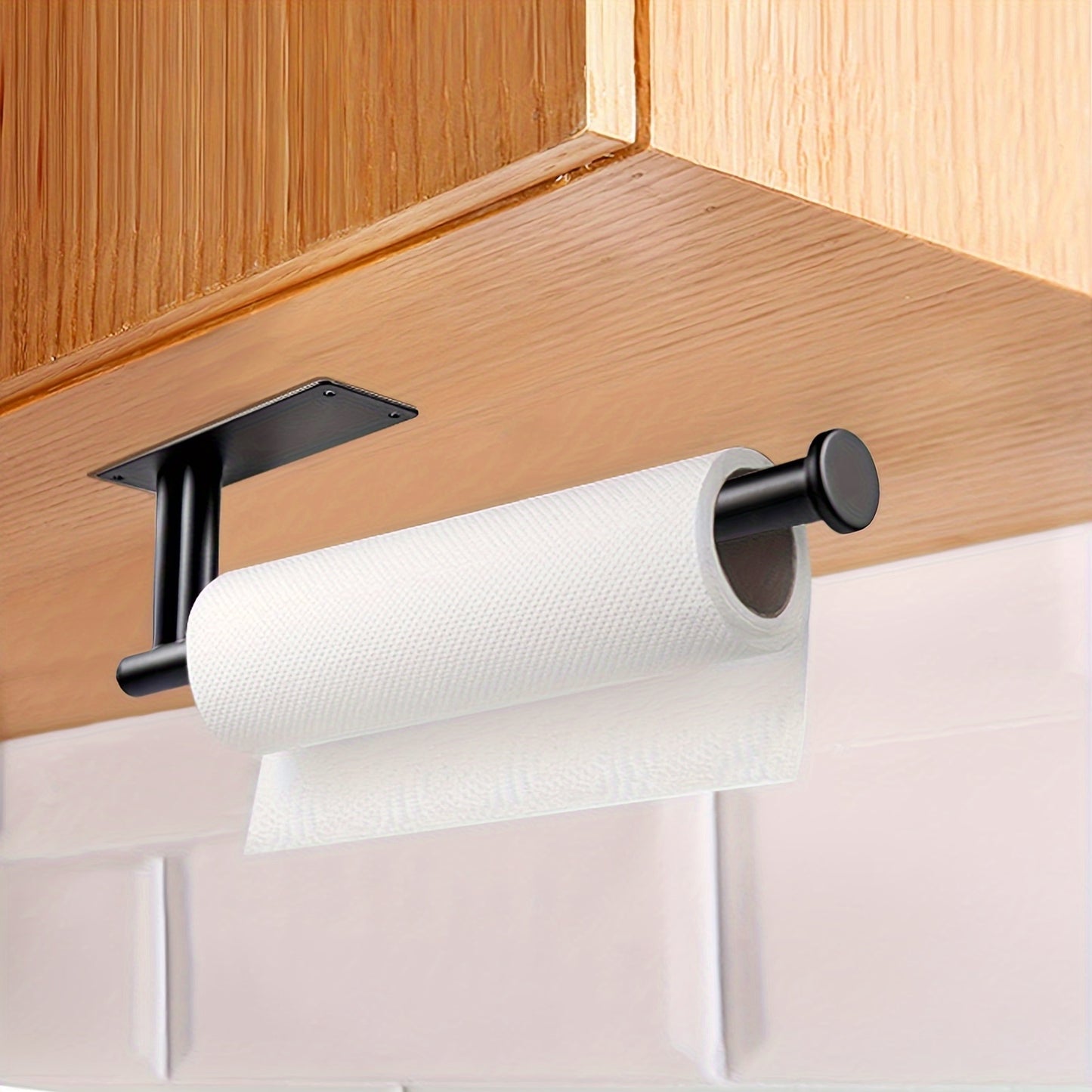 1pc Stainless Steel Self-Adhesive Paper Towel Holder - Space-Saving Wall Mount Design for Kitchen, Counter, Cabinet, and Bathroom - Easy Installation, Punch-Free, and Durable