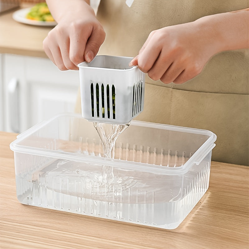 1pc Kitchen scallion storage box 6in 1 scallion ginger garlic fresh-keeping box refrigerator fruit food fresh-keeping drain box