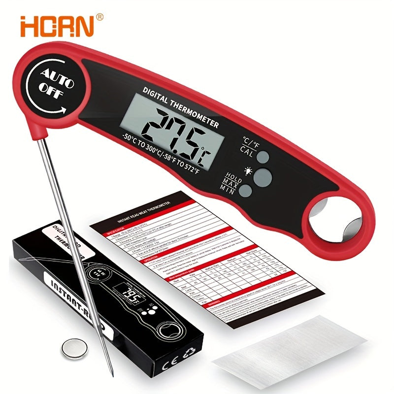 1pc Digital Instant Read Meat Thermometer With 4.6-Inch Folding Probe Backlight & Calibration Function For Cooking, Thermometer Digital Thermometer Meat Kitchen Cooking Tools