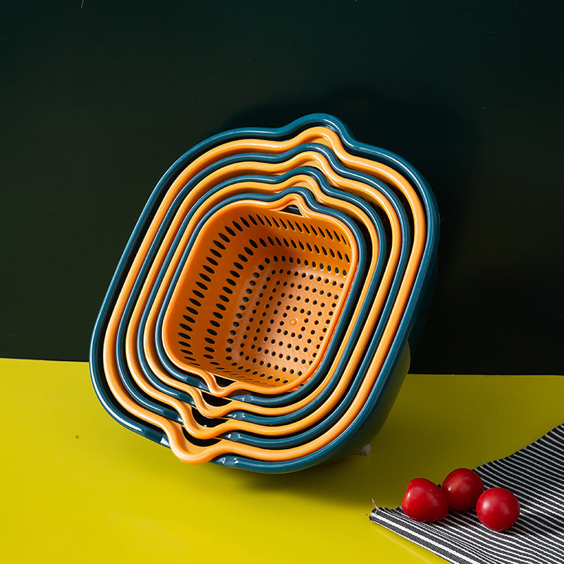 6pcs, Colander, Double Layer Drain Basket, Plastic Strainer Basket, Reusable Washing Basket, Household Colander For Kitchen, Fruits And Vegetable Washing Basket, Kitchen Stuff, Kitchen Gadgets, Kitchen Accessories