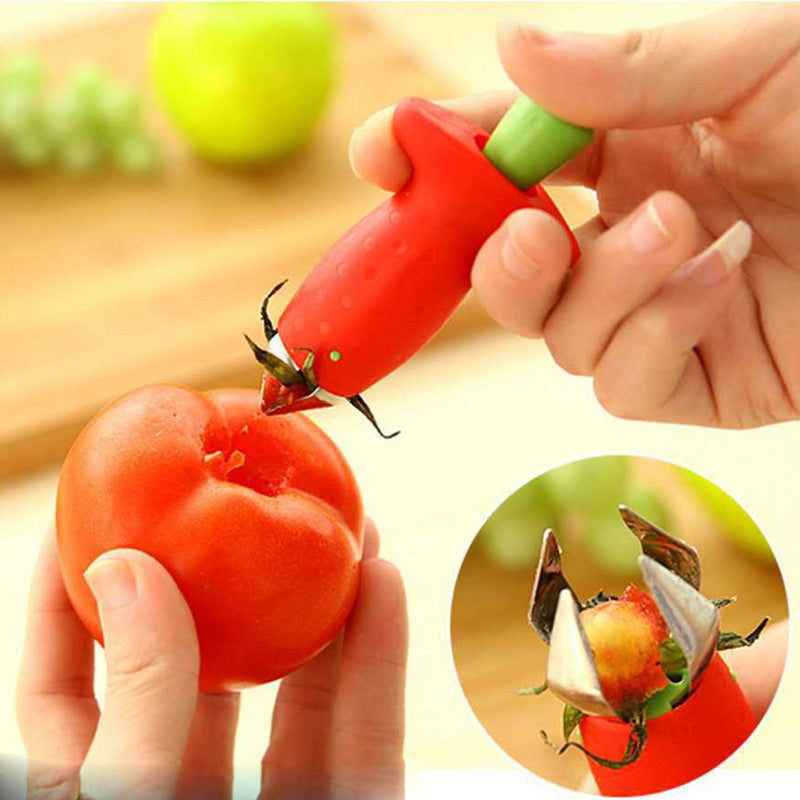 1pc Stainless Steel Strawberry Huller and Tomato Corer - Ergonomic Easy Grip, Durable ABS Handle, Kitchen Gadget for Efficient Fruit Stem Removal, Tomato Coring Device | Functional Kitchen Tool | Durable Kitchenware