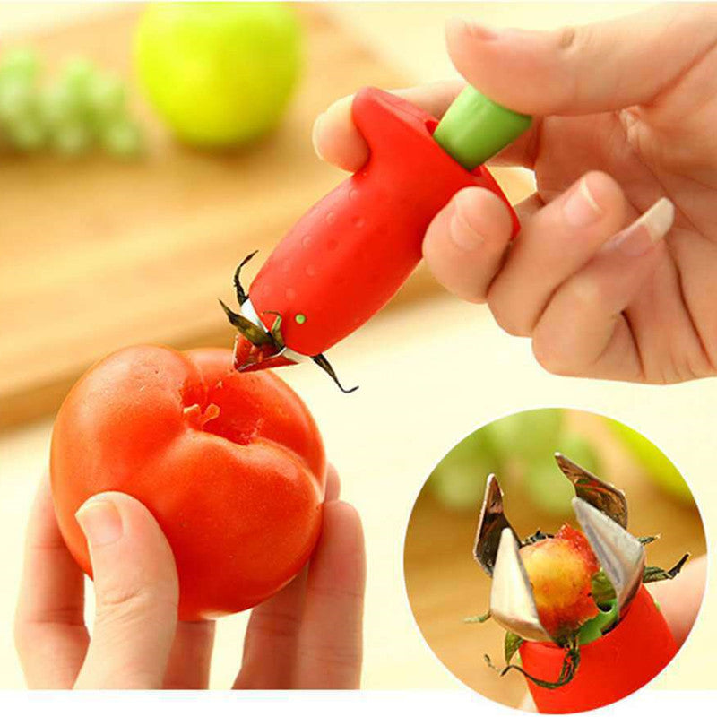 1pc Stainless Steel Strawberry Huller and Tomato Corer - Ergonomic Easy Grip, Durable ABS Handle, Kitchen Gadget for Efficient Fruit Stem Removal, Tomato Coring Device | Functional Kitchen Tool | Durable Kitchenware
