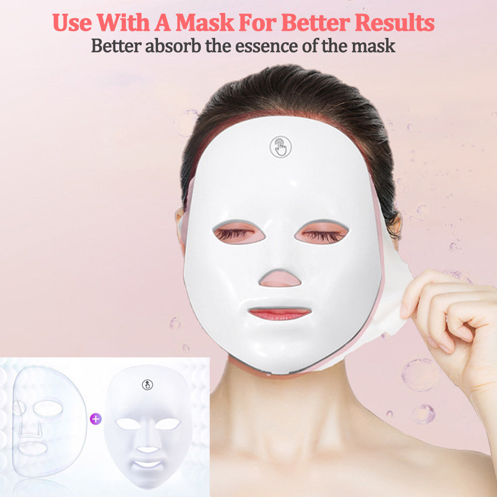 Radiant 7-Color LED Facial Mask - Intuitive Touch Control - Rechargeable via USB - The Ultimate Romantic Gift for Moms, Girlfriends, and Women on Valentines Day or Birthday