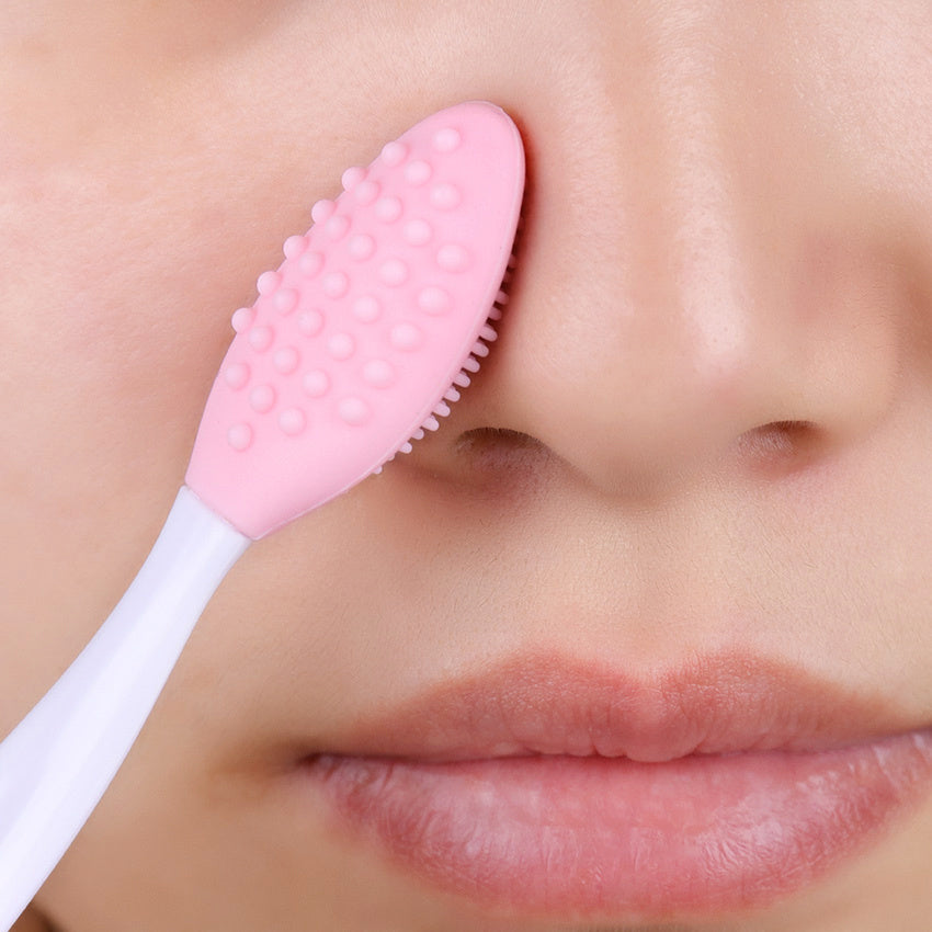 1pc Silicone Pore Brush, Exfoliate Your Large & Visible Pores With This Facial Brush, Double-Sided Black Head Cleaning Tool, Beauty & Skincare Accessories