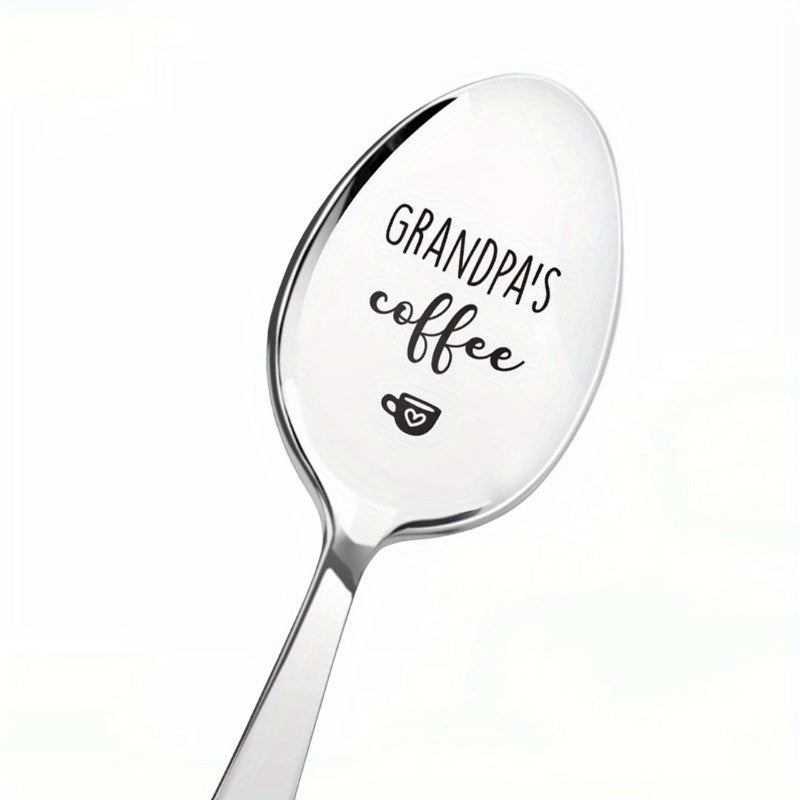 Grandpa's Coffee Stainless Steel Carved Spoon For Parties- Brand New - A Gift To Grandpa; Father's Day Gift From Son To Father