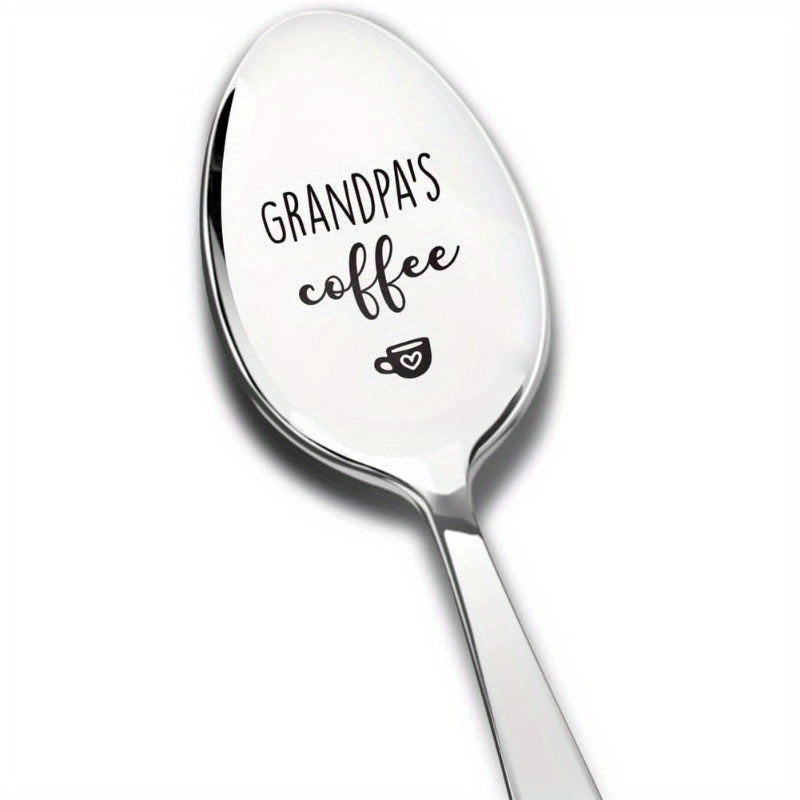 Grandpa's Coffee Stainless Steel Carved Spoon For Parties- Brand New - A Gift To Grandpa; Father's Day Gift From Son To Father