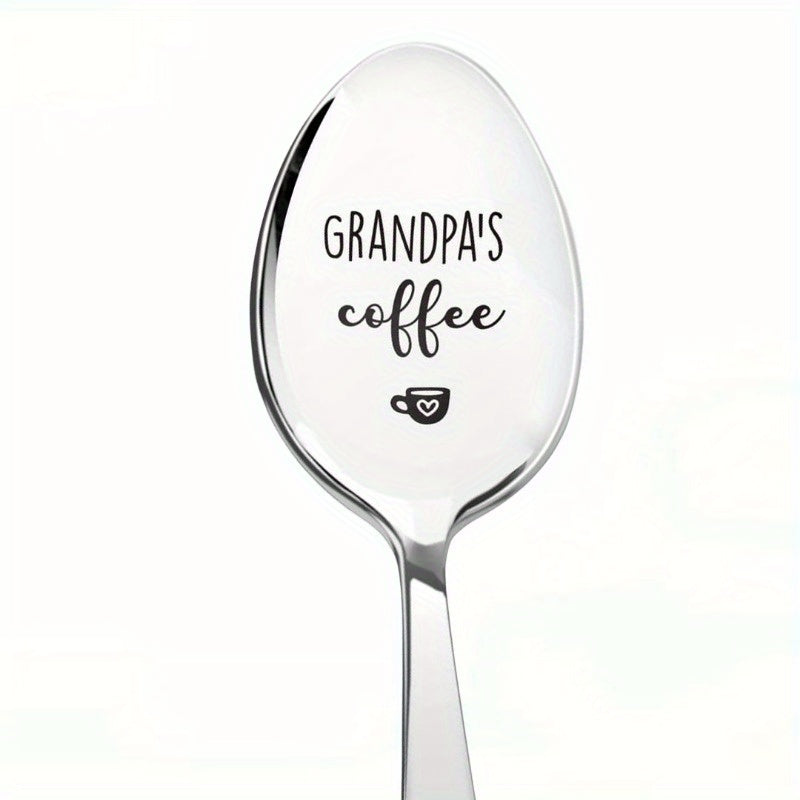 Grandpa's Coffee Stainless Steel Carved Spoon For Parties- Brand New - A Gift To Grandpa; Father's Day Gift From Son To Father