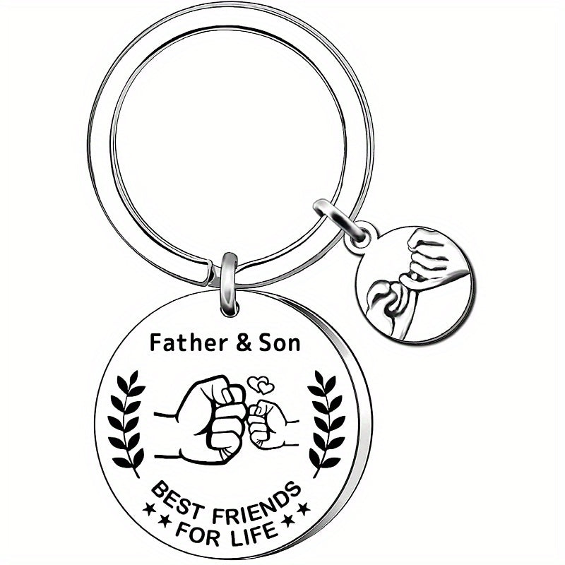 Dad Keychain Gifts From Son Stainless Steel Key Chain Ring Father & Son Best Friends For Life Key Chain Birthday Father's Day Gift For Dad Father Papa