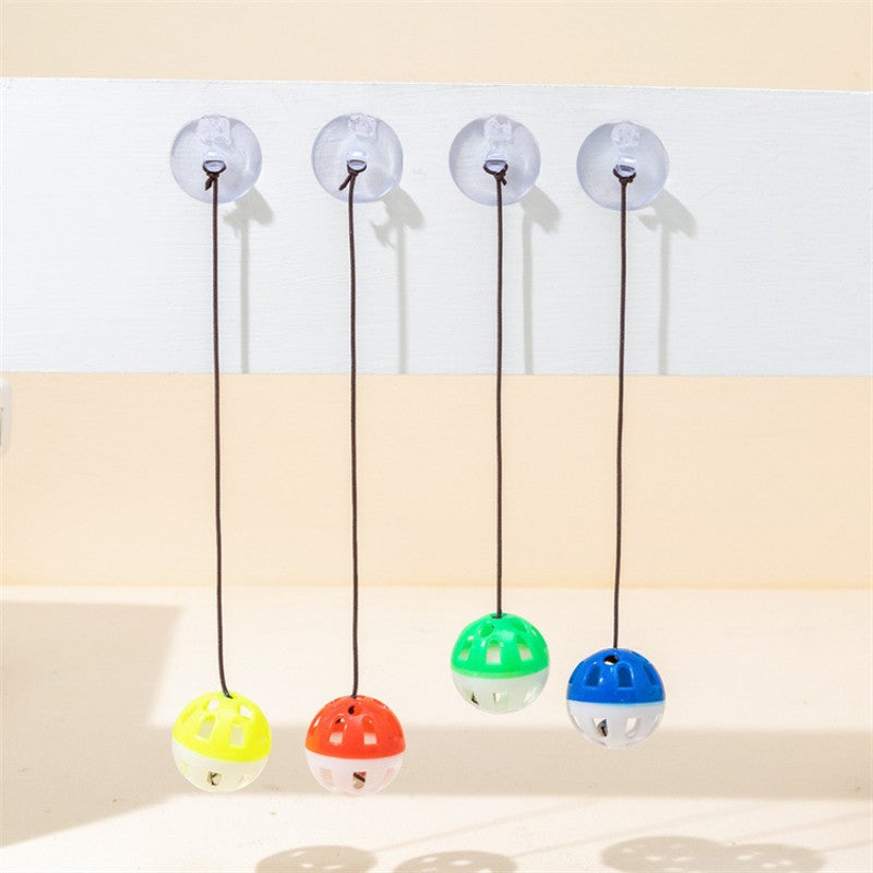 Vacuum Bell Bouncy Ball Pet Supplies Cat Toy Colorful Plastic Sound Bell Interactive Self-Entertaining Ball Random Color