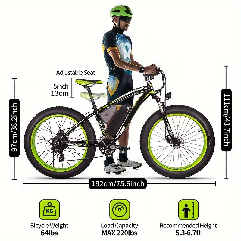 Electric Bike, 720W 26 Inch Fat Tire Mountain Ebike, 19 MPH 12.5AH 48V Battery Bicycle 7Speed Electric Dirt E Bikes, Mountain Bike, Halloween Gift