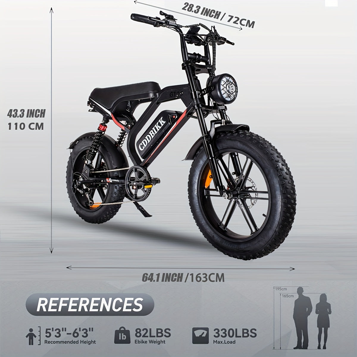 Electric Bike for Adults, 20 Inch Fat Tire Ebike with 740W Motor 48V17.5Ah Battery Up to 19MPH/ 40Miles, 7 Speed Dirt Electric Motorcycle Bicycle
