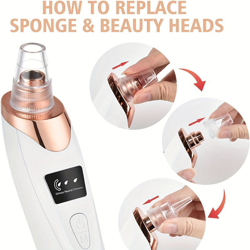 Blackhead Remover Pore Vacuum - 5 Suction - USB Rechargeable Facial Pore Cleaner Kit For Adult Acne Extractor Tool - Multifunctional Cleaning Instrument - Holiday Gift