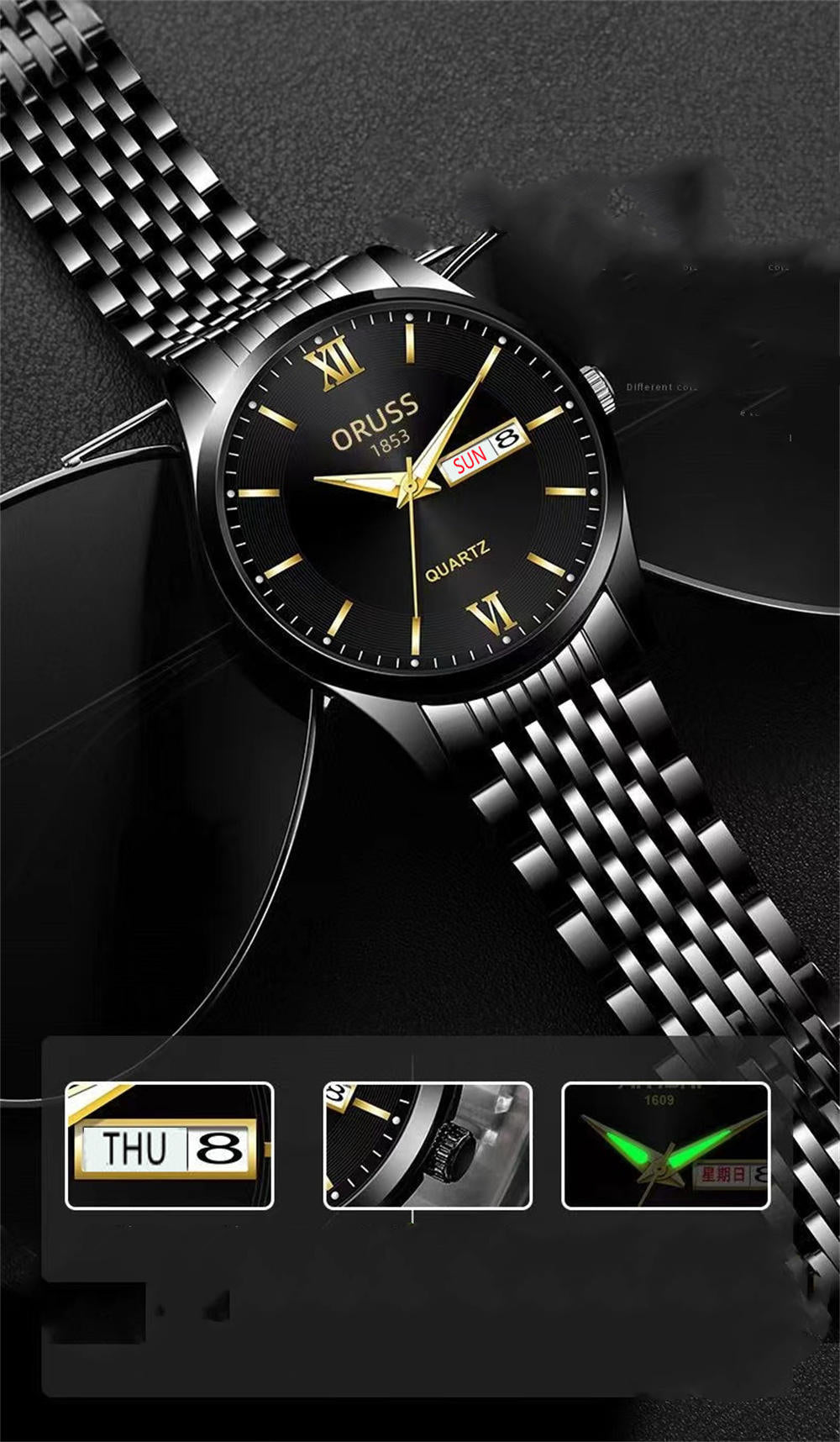 Men's Watch Glow-in-the-dark Waterproof Calendar High-grade Handsome Fashion 2022 New Trend Steel Watch, Ideal choice for Gifts