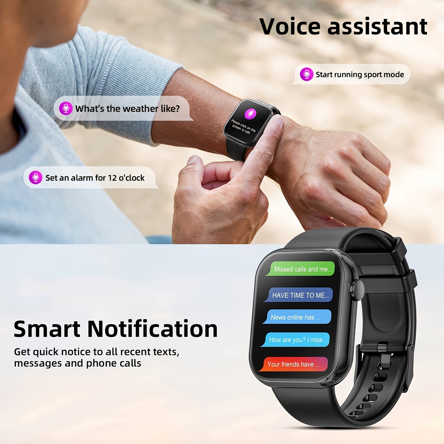 Mingtawn Smart Watch, Capable of Wireless Calls (Answering And Hanging Up), Features Various Sports Modes, Activity Tracking, Suitable for Both Men And Women, with a 1.85-Inch HD Screen. Over 100 Workout Options Available.