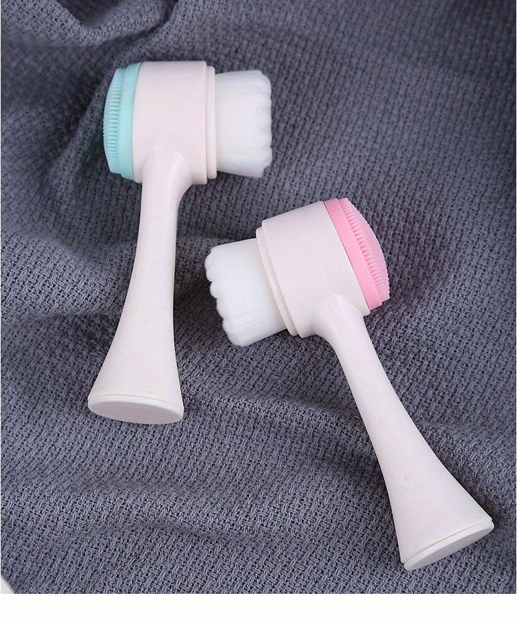 Facial Cleansing Brush, Double-sided Cleaning Tool, Soft Bristle Exfoliator, Cleaner Brush, Scrub Exfoliating Facial Brush For Face Care Makeup Skincare Removal