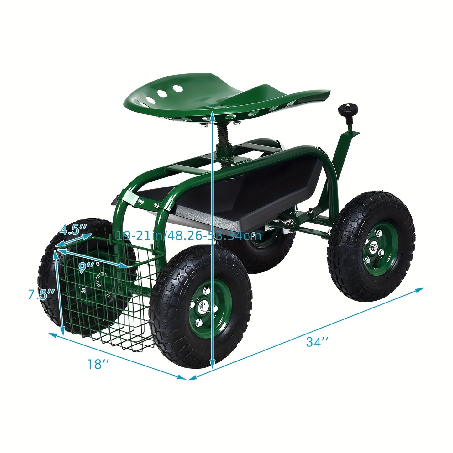 1pc Goplus Garden Cart Gardening Workseat W/Wheels, Patio Wagon Scooter For Planting, Work Seat With Tool Tray And Basket