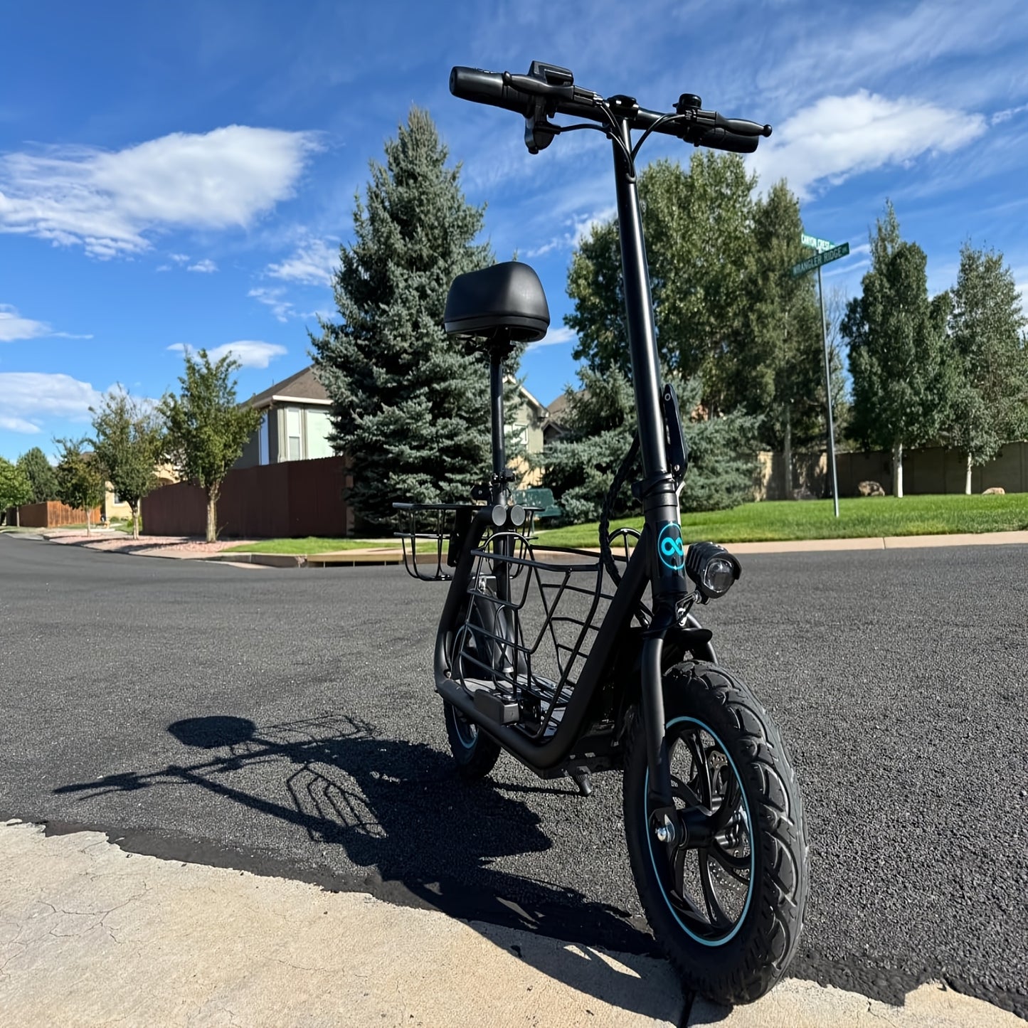 Electric Scooter with Seat for Adults, 550W Powerful Motor, 20-Mile Range, Speed up to 18.6MPH, Ample Storage for Pets & Cargo