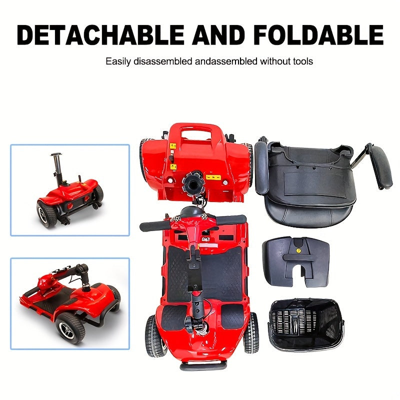 24V12Ah Folding 180W Electric Scooter Electric 4 Wheel 22km long range Foldable Mobility Scooters with light