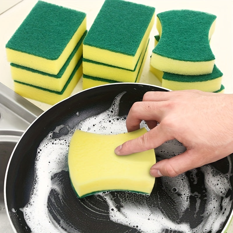 5/10pcs, Dishwashing Sponge, Scouring Pad, Dishwashing Cloth, Kitchen Double-sided Cleaning Brush Pot Brush Bowl Sponge Block, Household Dishwashing Sponge Wipe