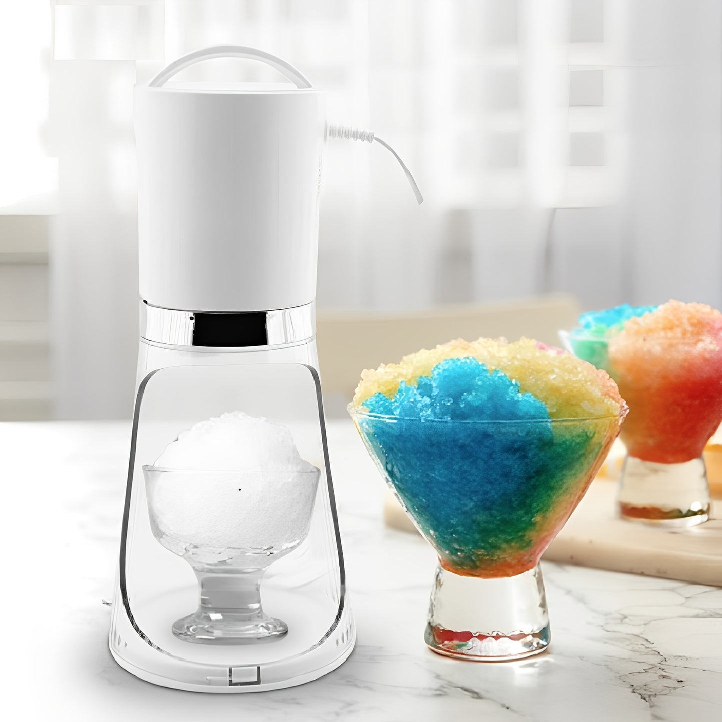 Electric Ice Shaver And Snow Cone Machine With 2*3.38oz Reusable Plastic Ice Mold Cups, Kitchen Accessories