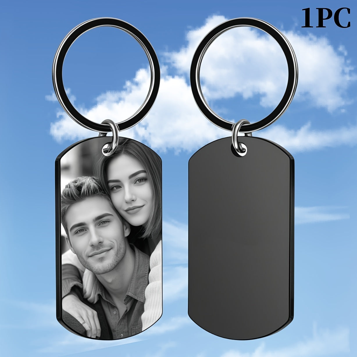 1pc Personalized Men's Keychain with Laser Engraved Photo - Perfect Gift for Father, Boyfriend, Girlfriend, or Lover