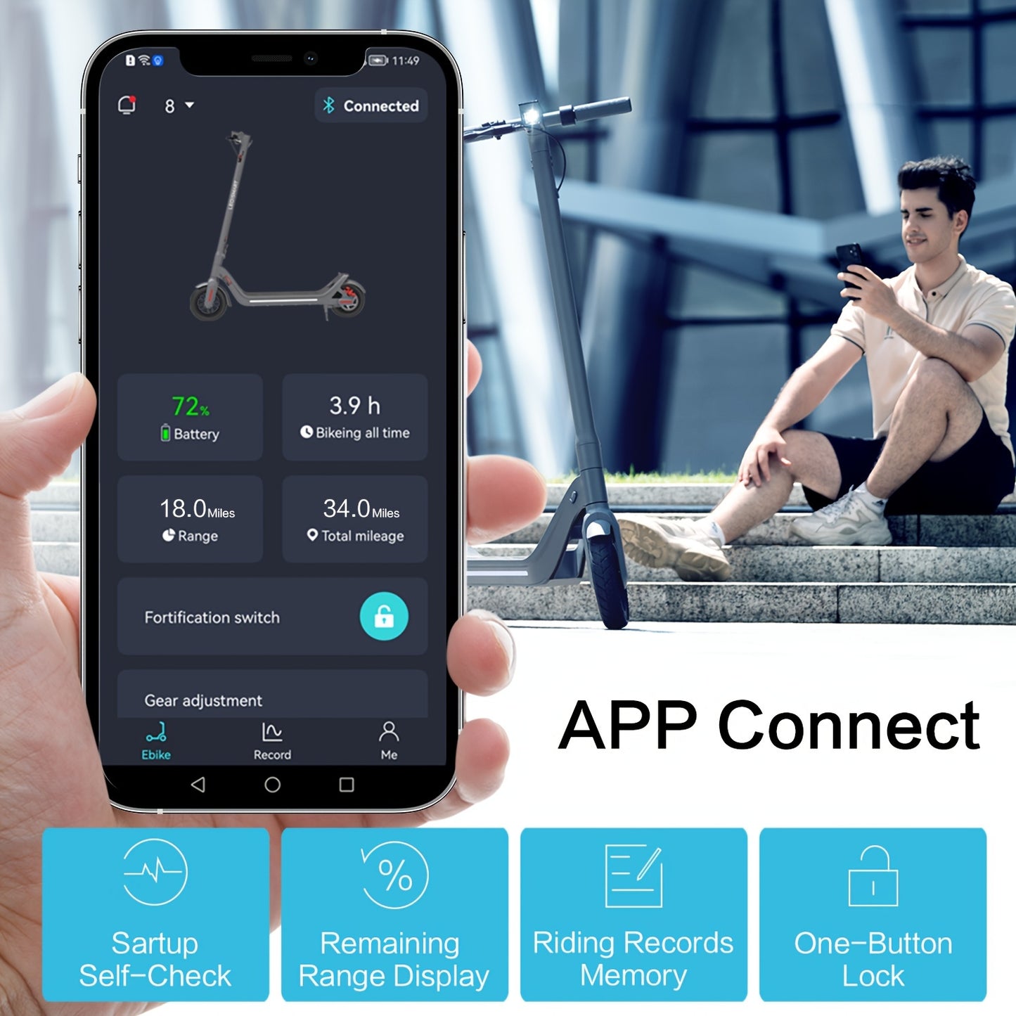 LEQISMART A8 Plus - 350W High-Powered Electric Scooter for Adults with 9" Solid Tires, Dual Brakes, Foldable Design, Max 28 Miles Long-Range Commuting, and Safety Features