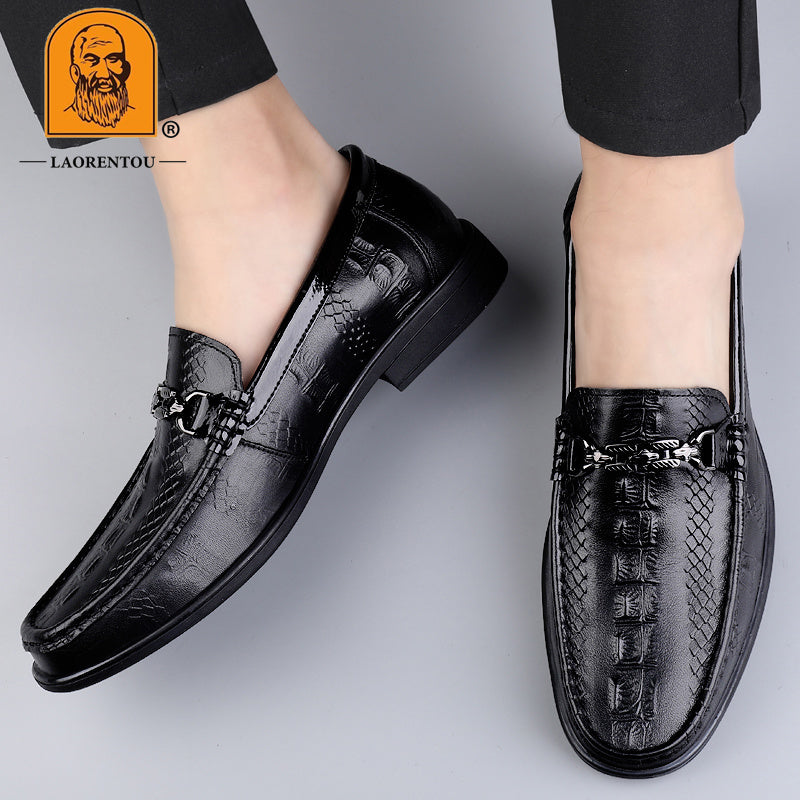 Men's Textured Moc Toe Loafer Shoes, Comfy Non-slip Slip On Shoes, Men's Shoes, Spring And Summer