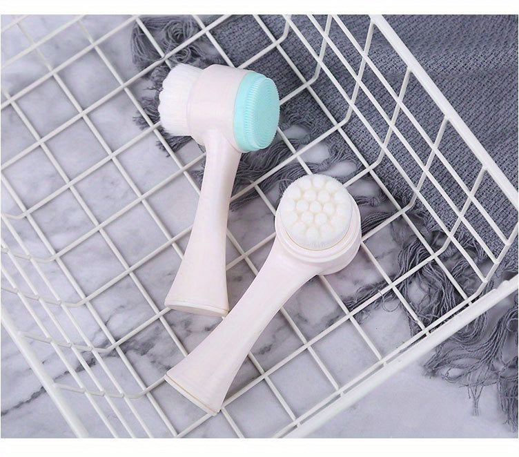 Facial Cleansing Brush, Double-sided Cleaning Tool, Soft Bristle Exfoliator, Cleaner Brush, Scrub Exfoliating Facial Brush For Face Care Makeup Skincare Removal