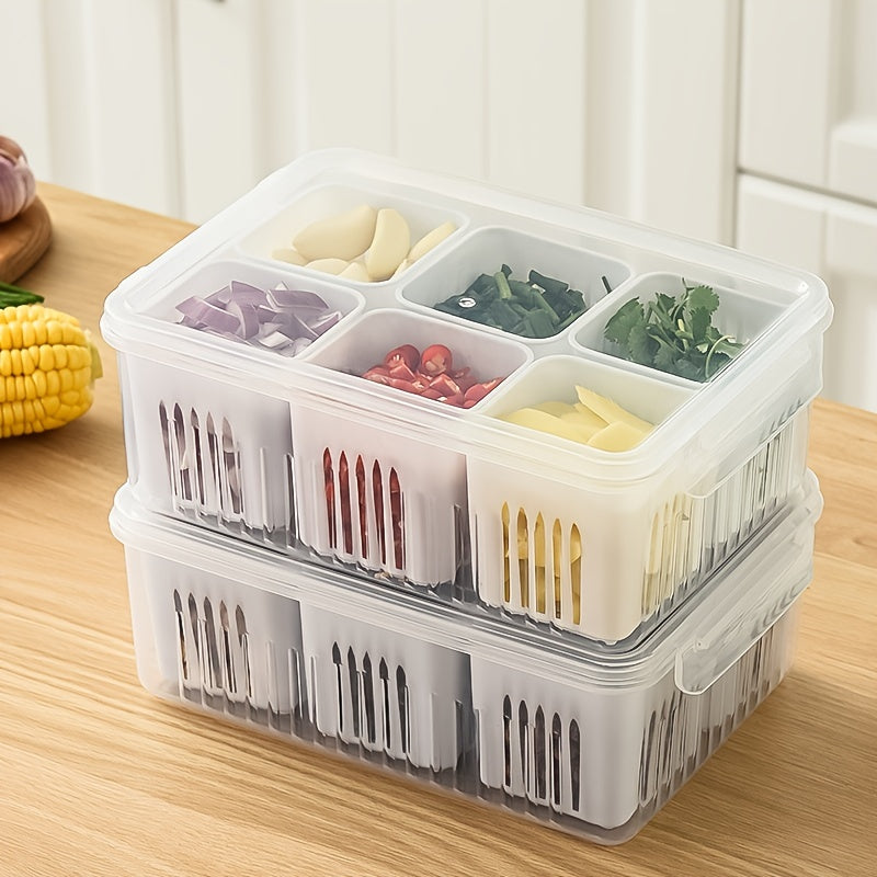 1pc Kitchen scallion storage box 6in 1 scallion ginger garlic fresh-keeping box refrigerator fruit food fresh-keeping drain box