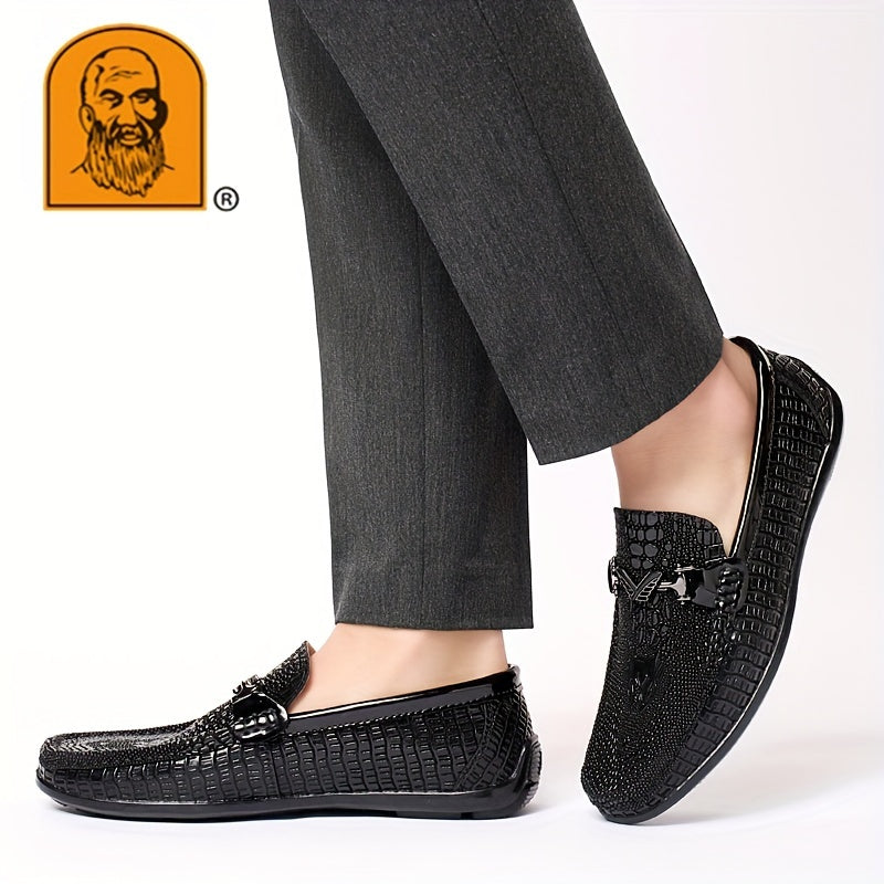 Men's Textured Moc Toe Loafer Shoes, Comfy Non-slip Slip On Shoes, Men's Shoes, Spring And Summer