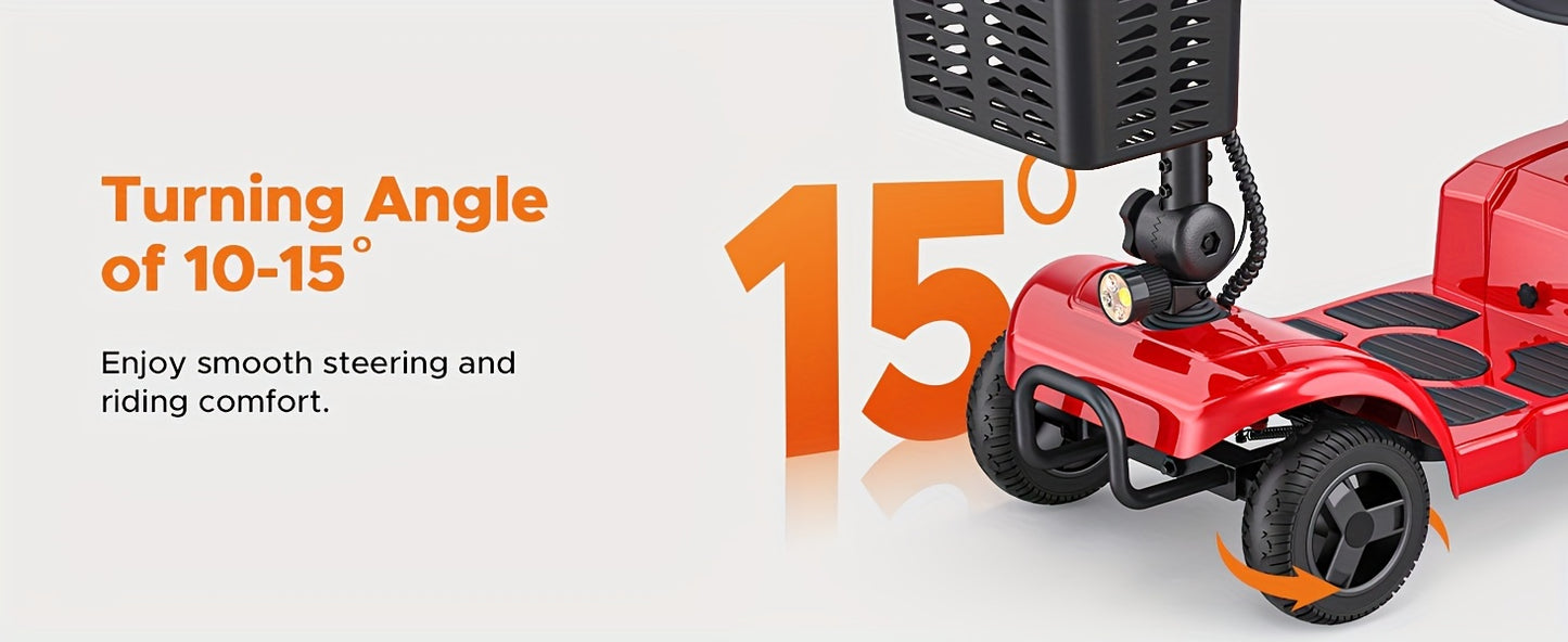ENGWE Folding 4-Wheel Mobility Scooter, 250W 24V Motor, 15 Miles Long Range For Adults With Detachable Basket, Front Light, 265lbs Max Weight, Halloween Christmas Gifts